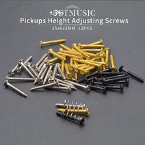 기타부품 기타 싱글 코일 픽업 높이 조절 나사 25x6MM 브리지 스트랩 버튼 고정 블랙/골드/크롬, [01] Screws Black 12pcs