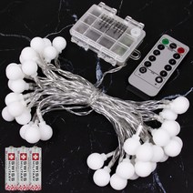 라이프란스 LED 앵두전구 캠핑 건전지 USB 리모컨 방수 방꾸미기 감성 줄조명, 건전지+리모컨형(건전지포함), 6M 40구