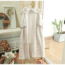 느슨한격자 쿨 린넨 원피스