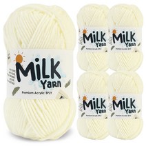 [니뜨] 밀크얀 뜨개실(50g)x5볼 + QR 뜨개도안, 01_아이보리
