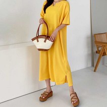 [에이브랜드] 시원한 소재 오렌지 홀릭 롱 원피스/무료배송