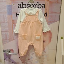 [압소바] 봄 /봄 가을 입기 좋은 두께감의 상하복 /신축성 좋은 오버롤 스타일 하의와 기본 티셔츠가 세트로 /110사이즈는 아래 트임 없이*핑크오버롤SET*