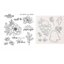 영어/독일어/프랑스 코티지 장미 스탬프 및 다이 꽃 클리어 스크랩북 공예 카드 만들기 다이 컷 20A, French Stamp, only cutting dies