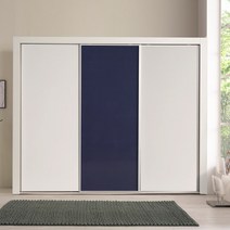 모로조 라오르 하이그로시 9자(2580mm) 슬라이딩옷장 *양옆기둥 서비스*, 블루 투톤(무광)