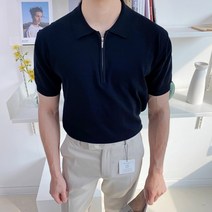 [9colors]머슬핏 반집업 린넨 니트 남자 여름 반팔