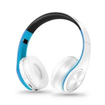 무선 대형 콩나물 이어폰 블루투스 스피커 iphone xiaomi oppo 용 내장 마이크가있는 고품질 헤드폰 음악 사무실 헤드셋 휴대용, 협력사, 파란색 흰색