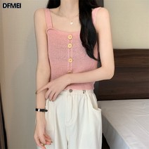 DFMEI 스파이시 니트 나시 여 절미 이너 스판 탑