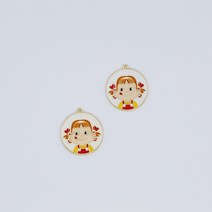 큐티 소녀 원형 키링 펜던트 메탈키링 재료 악세사리부자재 차키케이스 열쇠고리 핸드폰키링