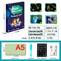 A3 A4 A5 매직 빛나는 드로잉 보드 태블릿 낙서 그리기 빛 재미 스케치 형광 펜 라이트 업 장난감, [01] English Blue A5