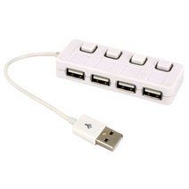 고속 4 포트 USB 2.0 허브 LED 표시기 노트북 PC 컴퓨터 용 전원 켜기/끄기 스위치가있는 분배기 검정/파랑, 02 White