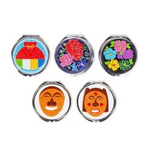 전통 DIY 보석십자수 원형 손거울 만들기 명절 설날 미술수업 학습재료 어린이집 민속체험, 모란