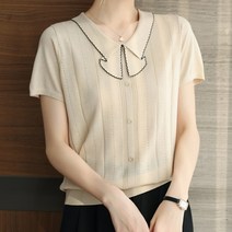 주디앤 여성 위즐리 슬림핏 카라 반팔티