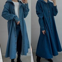 후드 루즈핏 청 롱 원피스 자켓 두가지스타일