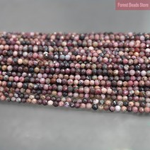 2mm3mm 면 처리 된 블랙 레이스 로도나이트 라운드 루즈 비즈 참 팔찌 귀걸이 천연석 DIY 쥬얼리 15 in치 스트랜드 만들기