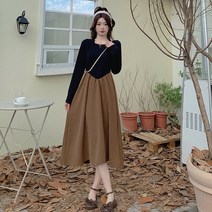 빨강몽키 봄 긴소매 데일리 날씬 플리츠 가을 프렌치 여대생 머메이드 여성원피스