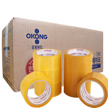 INVEN* 오공 아크릴 박스테이프 OPP ( 50m x 48mm / 40m x 48mm ) 공사 포장 DIY 공장 문구 학교 사무 @안전2중포장@, 10개, 황색