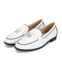 BABARA 양가죽 배색 열쇠장식 여성로퍼 2cm_BBG153IV