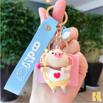 돼지키링 고양이 키홀더 차 자동차 열쇠고리 가방 악세사리 짱구키링 이니셜 실니콘 키링 키홀더 캐릭터, 7