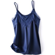 여성 새틴 나시티 베이직 레이스넥 봄 여름 외출 여자 끈 나시 2023 상의 Satin sleeveless shirt XK0098