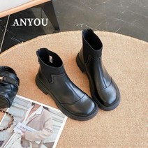 ANYOU 여성부츠 여성용 기모 소가죽 앵클부츠