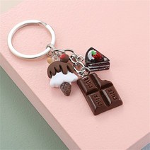 가방 악세사리 악세서리 키링 뱃지 여자 사랑스러운 수지 디저트 음식 키 체인 장식 크리 에이 티브 초콜릿 아이스크림 링 소녀 수제 선물, [02] B
