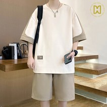 코디코치 웨일 반팔 세트 라운드넥 티셔츠 반바지 트레이닝 운동복 밴딩 상하세트