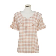 클라비스 클라비스 - 시원하고 심플한 디자인 - CVBWA3713M 시원한 체크 프릴 블라우스