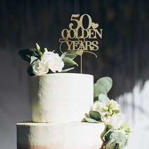 데코용품 케잌데코 결혼 기념일 파티 장식 골드 50 주년 케이크 토퍼 황금 년 약혼, [01] 17.5cm, [12] mirror rose gold