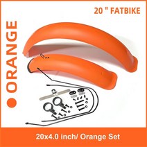 픽시 머드 가드 머스 흙받이 앞바퀴 뒷바퀴 안장 자전거 펜더 팻 타이어 펜더 세트 접이식 스노우 전자 자전거 자전거 사이클링 액세서리 용, 주황색 20x4.0