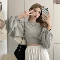 크롭 후리스 두 조각 정장 후드 여성 어 느슨한 박쥐 탑 패션 자르기 스웨터 캐미스