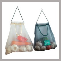 친환경 야채 과일 보관망 주머니 2컬러, 그린+베이지 SET