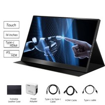 휴대용모니터 17인치 4k 15인치 oled 10인치 32인치 터치모니터 143939, 케이스 포함 14인치