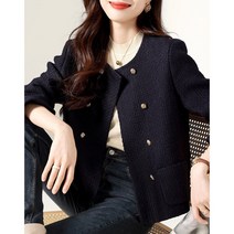 패션고리 여성 라운드넥 정장 트위드 자켓 W1108