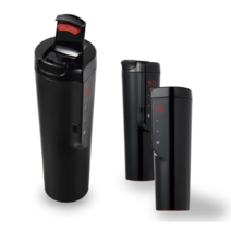 분유온도조절 가능 스마트 텀블러 캠핑용 커피포트 여행용 보온보냉 등산용 낚시 선물용, 블랙