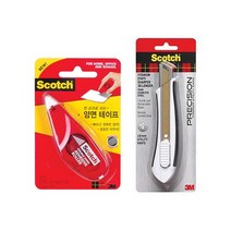 쓰리엠 스카치 한 손으로 쓰는 양면테이프 7mm x 8m + 티타늄 커터 TI-KL 18mm 세트, 혼합색상, 1세트