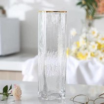 블러싱브라이드 금테 엣지 사각 유리 화병, 8 L