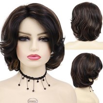 단발가발 모자가발 Gnimegil 여성 짧은 가발 갈색 합성 머리 자연 헤어 스타일 밥, 다시 색칠, 다시 색칠