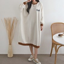 NewCare 여성 맨투맨 롱원피스 오버핏 긴팔 기모원피스