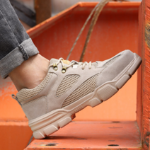 경량 안전화 여름 작업화 수입 여름용 발편한 통풍, B 쌀 흰색 안티 가죽 메쉬 및 통기성_37