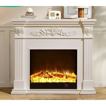 벽난로장식장 엔틱 인테리어 콘솔 전기 화목난로 램프, 1200x1060 블랙 + 장식용 스토브 코어