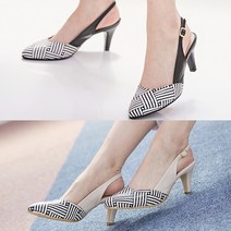 올팜 여성 체크 패턴 콤비 스틸레토 슬링백 펌프스 7cm 국내제작 2컬러