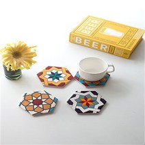 타일 육각 코스터 4p set, A