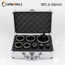 마블 커터 대리석 절단 기계 콘크리트 절단기 진공 납땜 드릴링 코어 비트 개 세라믹 타일 구멍 톱 화강암 드릴 스레드, 9PCS Aluminum box