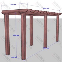 조립식 파고라 야외 정자 만들기 제작 옥상 원두막 3m 4m 5m 6m, I.6mx2mx2.6m (길이x폭x높이)