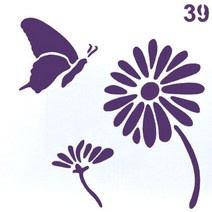 스텐실 도안 나비와 꽃 B-08-039
