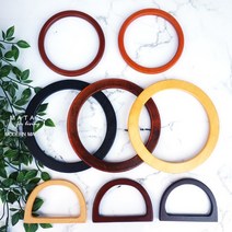 마타타 마크라메 재료 네트백 가방손잡이 모음 우드핸들 가방 부자재(2개 1SET), A TYPE: 반달 우드 핸들, 2.브라운
