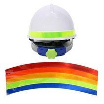 야간공사 곡선형 안전모식별 형광 스티커 4p 안전모헬멧 공사헬멧 안전헬맷, 1개