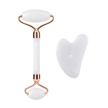 크리스탈클라우드 페이셜 괄사 바디 마사지 롤러 마사지기 세트, 화이트, 1세트