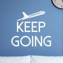 keep going 비행기 레터링 영어 명언 인테리어 스티커, large, 흰색