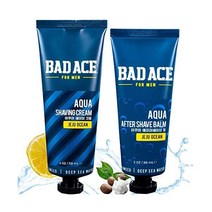 BAD ACE 아쿠아 애프터 쉐이브 밤 남성용 | 한국 스킨케어 남성 포스트 로션 붉음 자극 레이저 화상으로 인한 피부 진정 및 제주 바다 (3온스), 제주오션묶음(쉐이빙크림 애프터